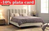 Pat Belmonde 180x200 cm Tapitat Catifea Bej Somiera Inclusa (cod ML 2304-01)