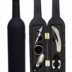 Set Cadou "Accesorii Vin in forma de Sticla, 6in1" culoare Neagra