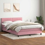 vidaXL Pat box spring cu saltea, roz, 140x210 cm, catifea 3316310