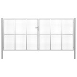 vidaXL Poartă de grădină din oțel galvanizat, 400x175 cm, argintiu 144302