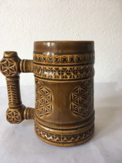 Halba ceramica veche romaneasca, anii 80, motiv popular etno, etnic, 500ml foto