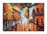 Cumpara ieftin Tablou pictat manual, Plimbare prin orasul vechi - 100x70cm ulei pe panza, in cutit efect 3D, Magnific