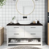 VidaXL Blat de baie, maro &icirc;nchis, 140x40x(2-4) cm, lemn masiv tratat