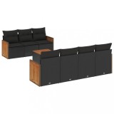Cumpara ieftin Set mobilier de gradina cu perne, 8 piese, negru, poliratan