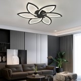 Lustra LED FLORA 82W cu telecomanda, 6 petale, dimabila, neagra