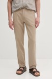 Lindbergh pantaloni din in culoarea bej, drept, 30-008023