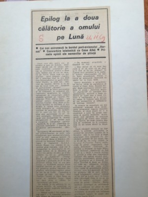 Apollo 12 - comentarea misiunii Apollo 12 in articole de presa - 1969 foto
