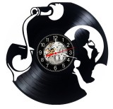 Ceas perete decorativ disc vinil Negru 30 cm, Model Vin Somelier, Mecanism Quartz Silentios