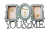 Rama Foto You &amp; Me Gri, 3 Poze 10x15 cm, Plastic, Birou, Cadou Nunta, Stil Clasic