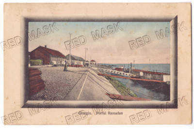 3940 - GIURGIU, Harbor, ship, RAMA, Romania - old postcard, CENSOR - used - 1916 foto