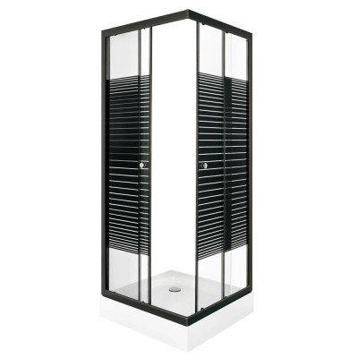Cabină de duș PICO Black Stripe 90 pătrate cu cădiță de duș foto