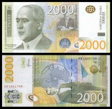Bancnota Serbia 2000 Dinara 2012 P-60b UNC Necirculata