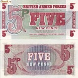5 New Pence British Armed Forces UNC, Bancnota Neagra, Europa, Numismatica