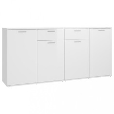 Servanta, alb extralucios, 160x36x75 cm, lemn prelucrat