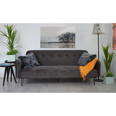 Canapea Every-Day 200x80x76 cm Rabatabila Catifea Dark Grey (cod AF 2409-17) foto