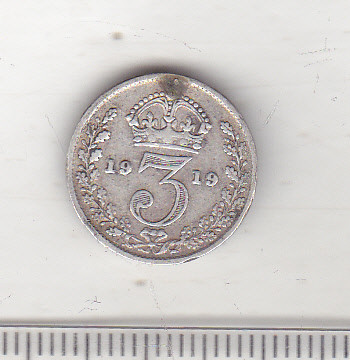 bnk mnd Anglia Marea Britanie 3 pence 1919 argint