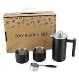 Set Cafea cu Stil, Infuzor si accesorii Black, 2 cesti, lingura dozatoare, Finisaj negru mat, Oem