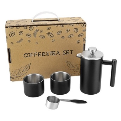 Set Cafea cu Stil, Infuzor si accesorii Black, 2 cesti, lingura dozatoare, Finisaj negru mat foto