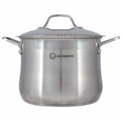 Oala inox cu capac Grunberg, 34 cm, 22 l, finisaje lucioase foto