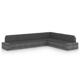 VidaXL Set mobilier de grădină cu perne, 6 piese, gri, poliratan