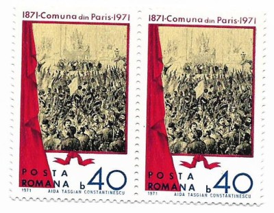 Romania (365) - Centenarul Comunei din Paris, 1971 - neobliterata, bloc de 2 foto