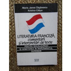 Marie-Janne Zaganescu - Literatura franceza, comentarii si interpretari de texte