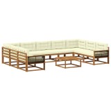 vidaXL Set de canapele de exterior cu pernă 10 pcs Natural și Crem 3382903