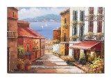 Cumpara ieftin Tablou pictat manual living, dormitor, Peisaj citadin, oaza de liniste, 100x70cm ulei in cutit efect 3D, gata de expus pe perete