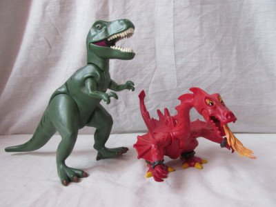 Set Figurine Playmobil mari,dinozaur=24 cm+balaur=18 cm foto