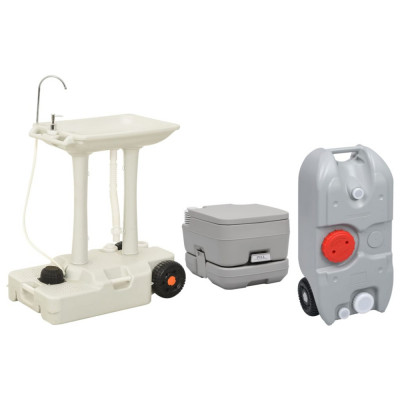 vidaXL Set portabil cu toaletă, lavoar și rezervor apă pentru camping foto