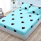 Cearsaf de pat cu elastic si 2 fete de perna Aqua Love 180x200 cm (Finet)