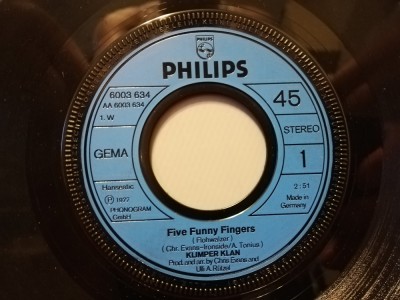 Klimper Klan &amp;ndash; Five Funny Fingers (1977/Philips/RFG) - VINIL Single/NM foto
