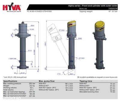 Cilindru basculare hyva 70525376 FC A149-4-04420-079-K1050 foto