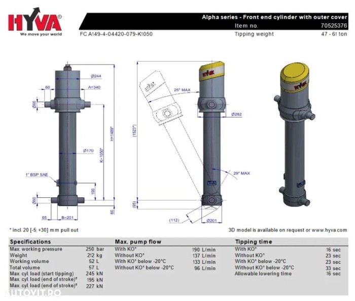 Cilindru basculare hyva 70525376 FC A149-4-04420-079-K1050