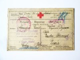 Rara! Carte postala Crucea Rosie cu raspuns pentru prizonierii de razboi WWI cenzurata Omsk 1917 expediata din lagarul de la Omsk(Siberia)