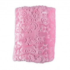 Paturica moale super soft Emboss Blanket Pink 100x120 cm