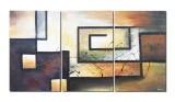 Set 3 tablouri abstract pictat manual, Fuziune, 150x80cm ulei pe panza