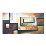 Set 3 tablouri abstract pictat manual, Fuziune, 150x80cm ulei pe panza
