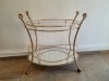 Gheridon, carucior de bar aurit, Niermann Stil, piesa rara, 86x47x83cm, Art Deco, Dupa 1950