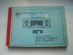 Aro 240, 241, 242, 243, 244, 320. Notita tehnica (in limbile romana, engleza, franceza)
