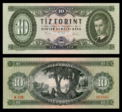 UNGARIA █ bancnota █ 10 Forint █ 1975 █ P-168e █ UNC █ necirculata foto