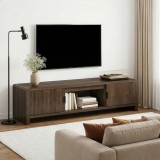 Comoda TV Lukkodso 150x40x40 cm, aspect nuc, cu 2 usi, [en.casa]