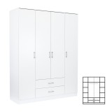 Dulap Sifonier Miami 160x205 cm Alb, 11 rafturi, 2 sertare, Lemn, Dormitor/Hol