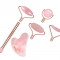 Rose Quartz Roller By Erfello, 4in1 Plus Gua sha, Pentru Masaj Facial si Corporal, Tratament Facial