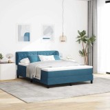 Cumpara ieftin Pat cu arcuri cu headboard Albastru inchis 160 x 200 cm Catifea