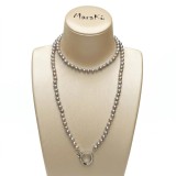 Cumpara ieftin Colier Perle Cultura Gri 6mm Argint 925 Zirconii Special Plus 83cm, Bijuterie Handmade Italia, Cutie Cadou