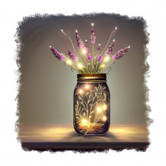 Sticker decorativ, Vaza de flori, Mov, 55 cm, 9222ST foto