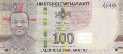 Bancnota Swaziland 100 Emalangeni 2017 (2018) - PNew UNC foto
