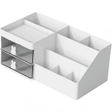 Cutie organizare, papetarie, makeup, plastic, pc hard, 27.5x15.5x12 cm, moonlight white, Oem