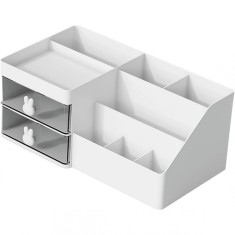 Cutie organizare, papetarie, makeup, plastic, pc hard, 27.5x15.5x12 cm, moonlight white